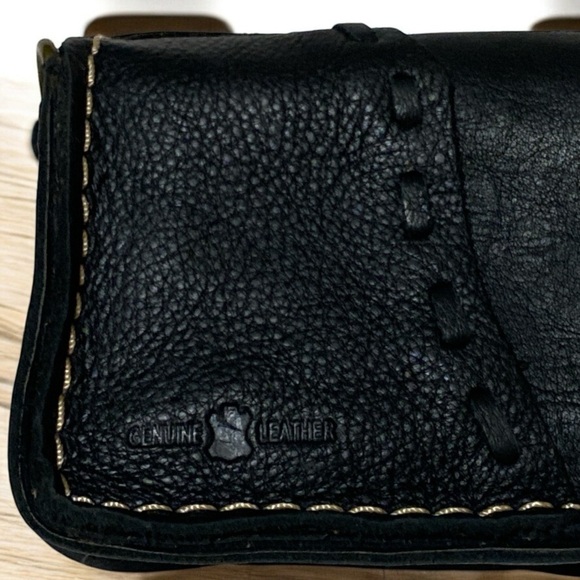 Leather Mini Bag Bohemian Crossbody Artisan Accent Size  6 x 4 x 2.5 - Picture 13 of 14